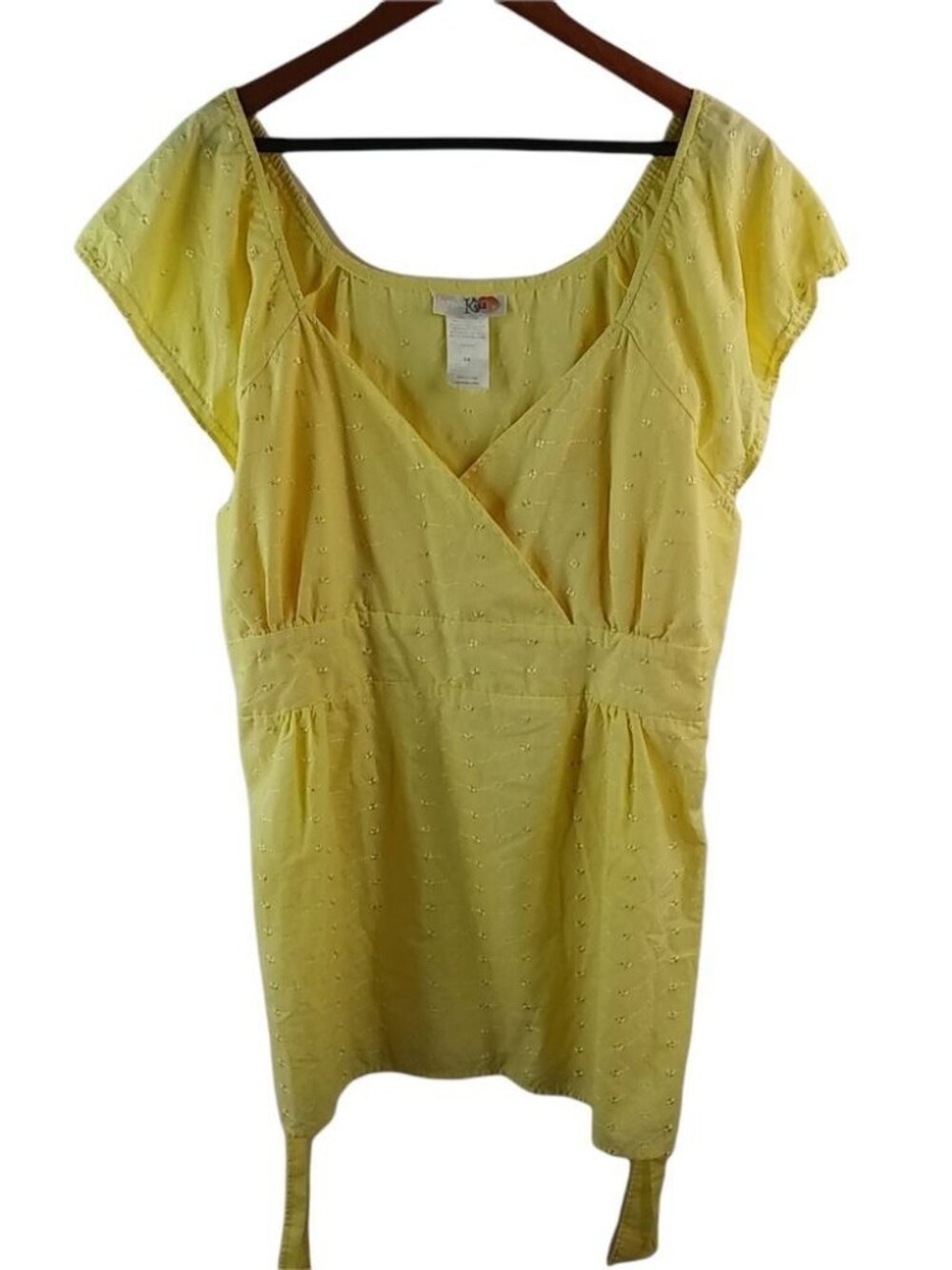 Lemon Kiss 3X Bright Yellow Eyelet Top Plus